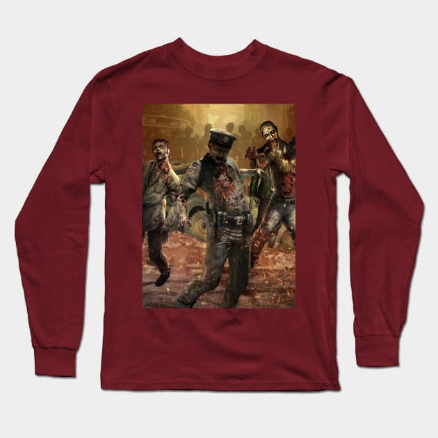 Terror in the city: Zombies I Long Sleeve T-Shirt by Pirikiti +